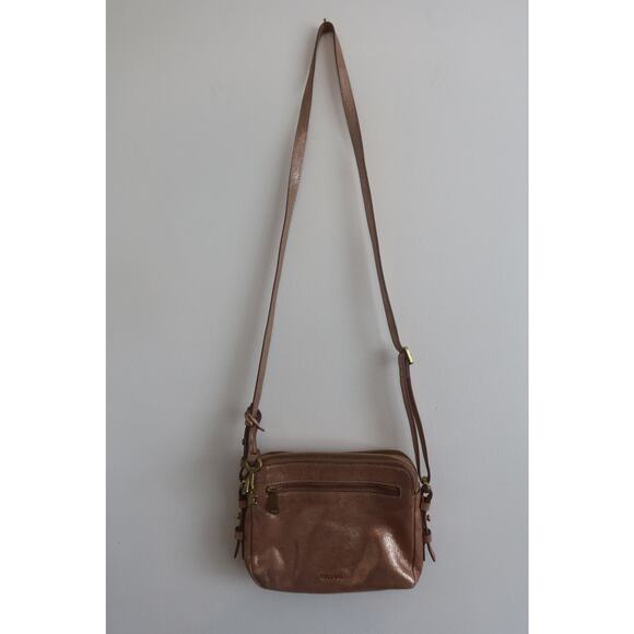 Fossil Piper Toaster Leather Crossbody Bag Metallic Rose Gold - Picture 2 of 8
